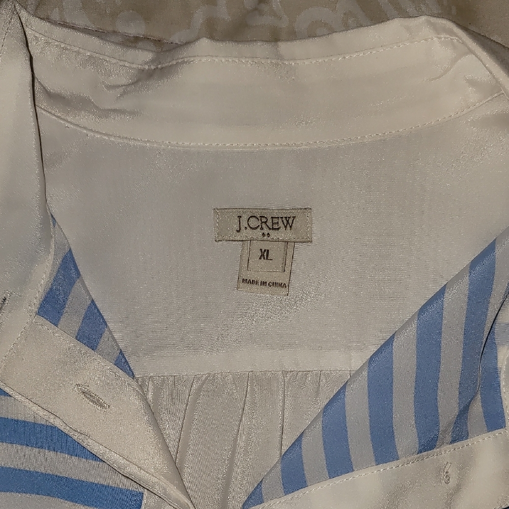 J. Crew Blue and White Striped Shirt Sz: XL - Picture 8 of 8